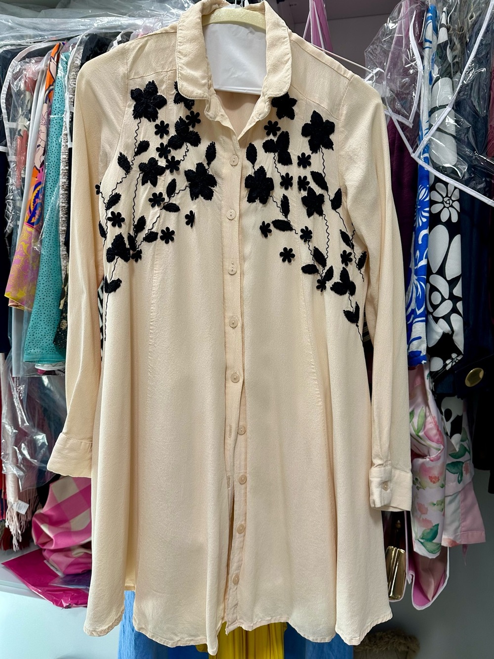 ASOS Cream Textured Blouse with Black Logo Detail